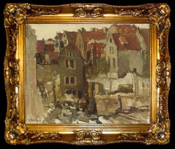 framed  George Hendrik Breitner Demolition of the Grand Bazar de la Bourse in Amsterdam at the Nieuwendijk, ta009-2